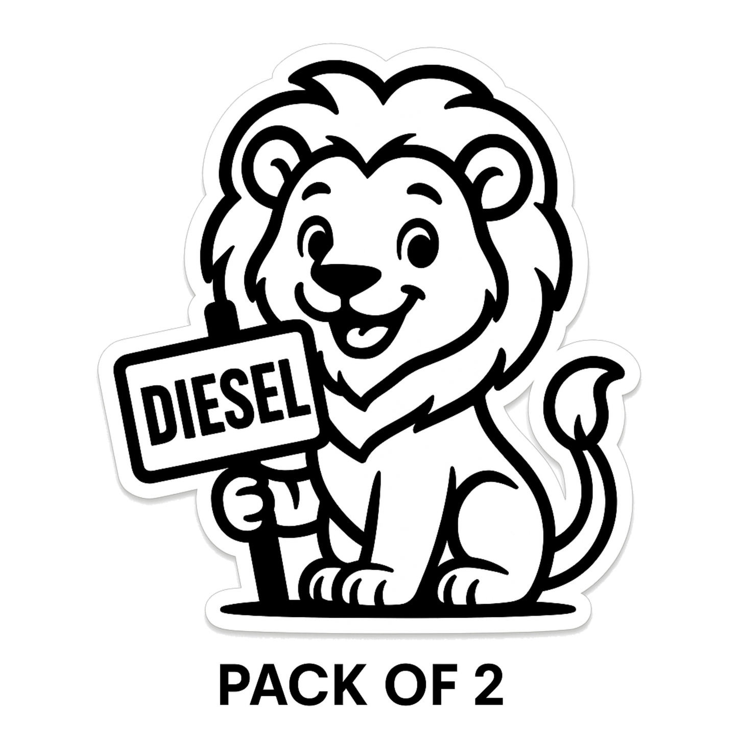 Smeeps Diesel Lion Sticker – 10.16 x 9.4 cm Cute Lion Fuel Type Car & Bike Vinyl Decal | Waterproof | Clear Diesel Identification