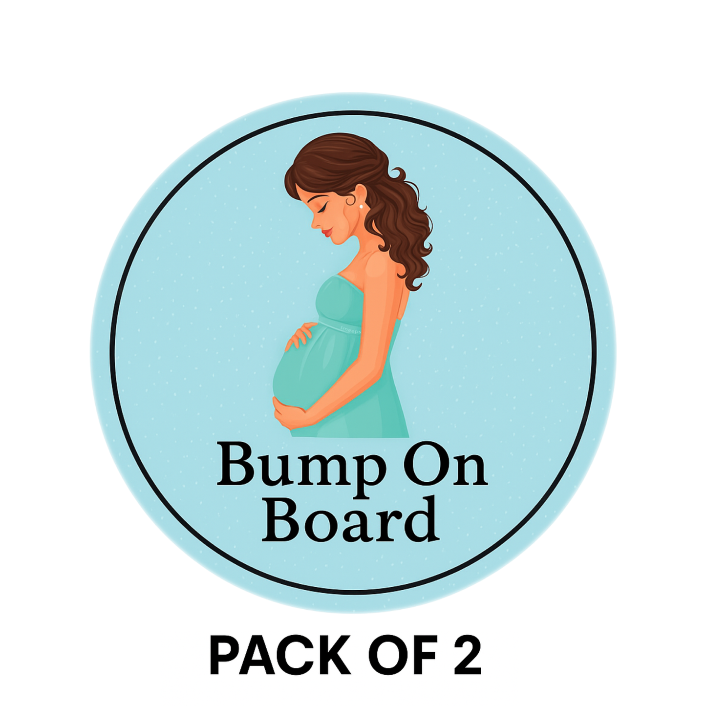 Pack of 2 | Smeeps Bump on Board Sticker – 15.24 cm Round | Soft Pastel Blue Design | Alert Sign for Pregnant Moms in Transit