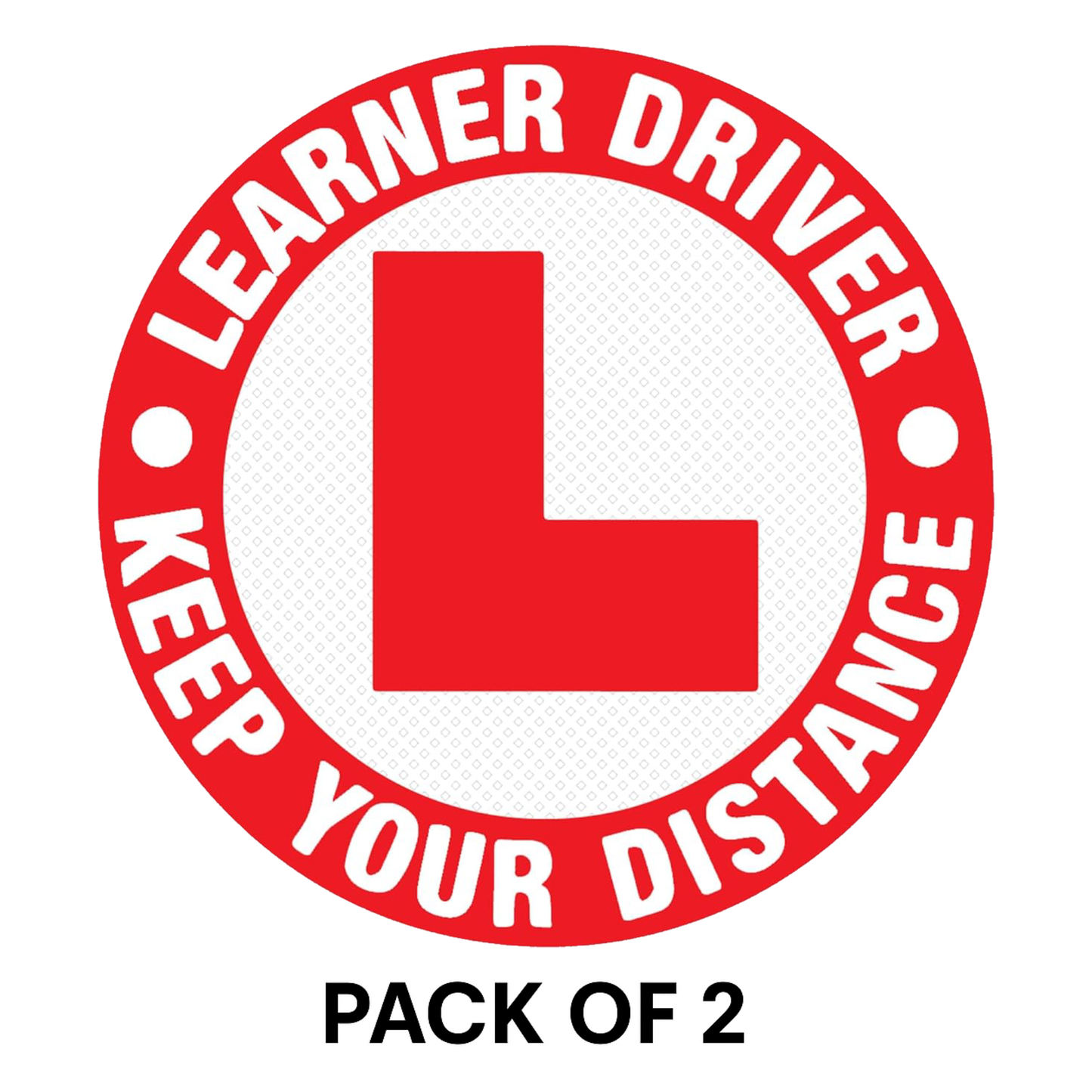 Pack of 2 | Smeeps “Learner Driver – Keep Your Distance” Stickers (15.24 cm) – High-Visibility Round L Plate for Vehicles | Waterproof Reflective Safety Sign for Cars & Bikes
