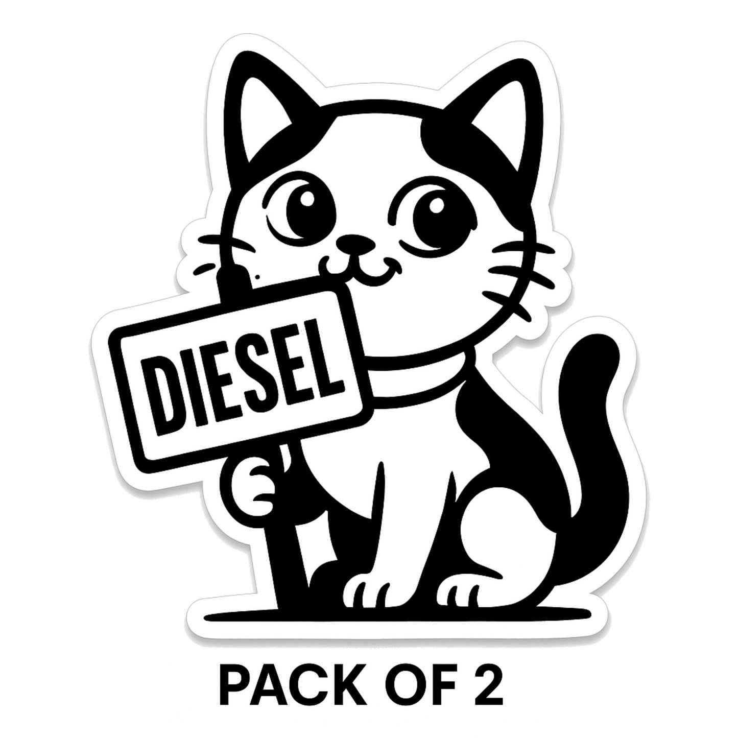 Smeeps Diesel Cat Sticker – 10.16 x 9.4 cm Cute Cartoon Kitty Fuel Type Car & Bike Vinyl Decal | Waterproof | Clear Diesel Identification