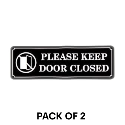 Pack of 2 | Smeeps “Please Keep Door Closed” Sign – 7.6 x 22.8 cm Rectangular Office Door Sticker | Bold Black & White Notice | Durable, Waterproof & Easy to Apply