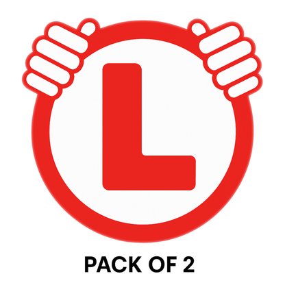 Pack of 2 | Smeeps “Holding Hands” Learner Driver L Plates (15.24 cm) – Funny & Reflective Safety Sticker for Cars, Bikes & Scooters | Waterproof & Removable Vinyl