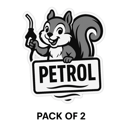 Smeeps Petrol Squirrel Sticker – 10.16 x 9.2 cm Car & Bike Vinyl Decal | Cute Fuel Icon Label | Waterproof & Durable Design