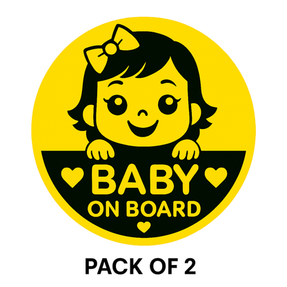 Smeeps Baby on Board Car Sticker – 14 x 14 cm Round Safety Alert Decal for Cars – Yellow & Black