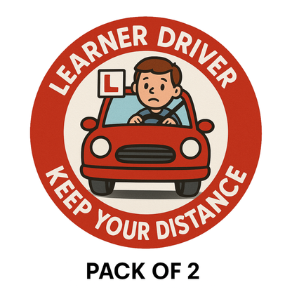 Smeeps Learner Driver Car Sticker – “Keep Your Distance” Red Circle Design – 13.97 x 13.97 cm | Ideal for New Drivers, Waterproof & Durable