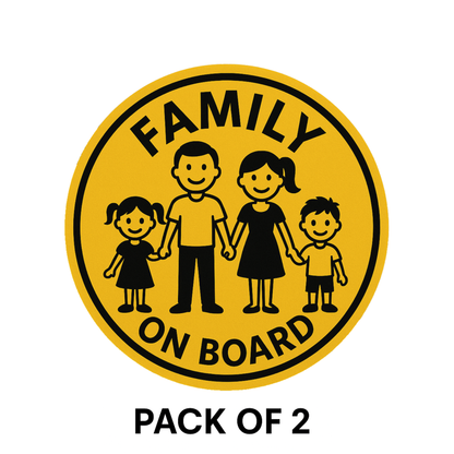 Smeeps Family On Board Car Sticker – Round Design – 13.97 x 13.97 cm | Premium Vinyl Decal for Cars