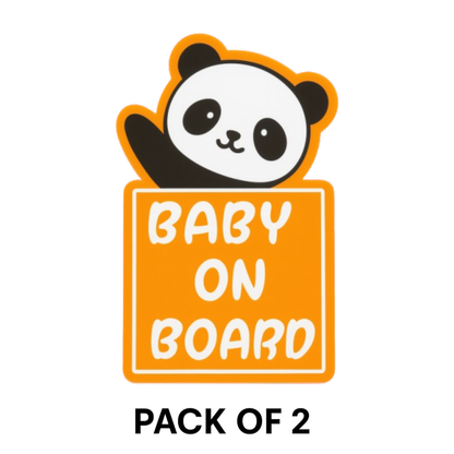 Smeeps Baby On Board Sticker – 14 x 10.16 cm Design with Cute Panda Peek & Bold Orange Frame | Waterproof & Fade Resistant Car Safety Decal