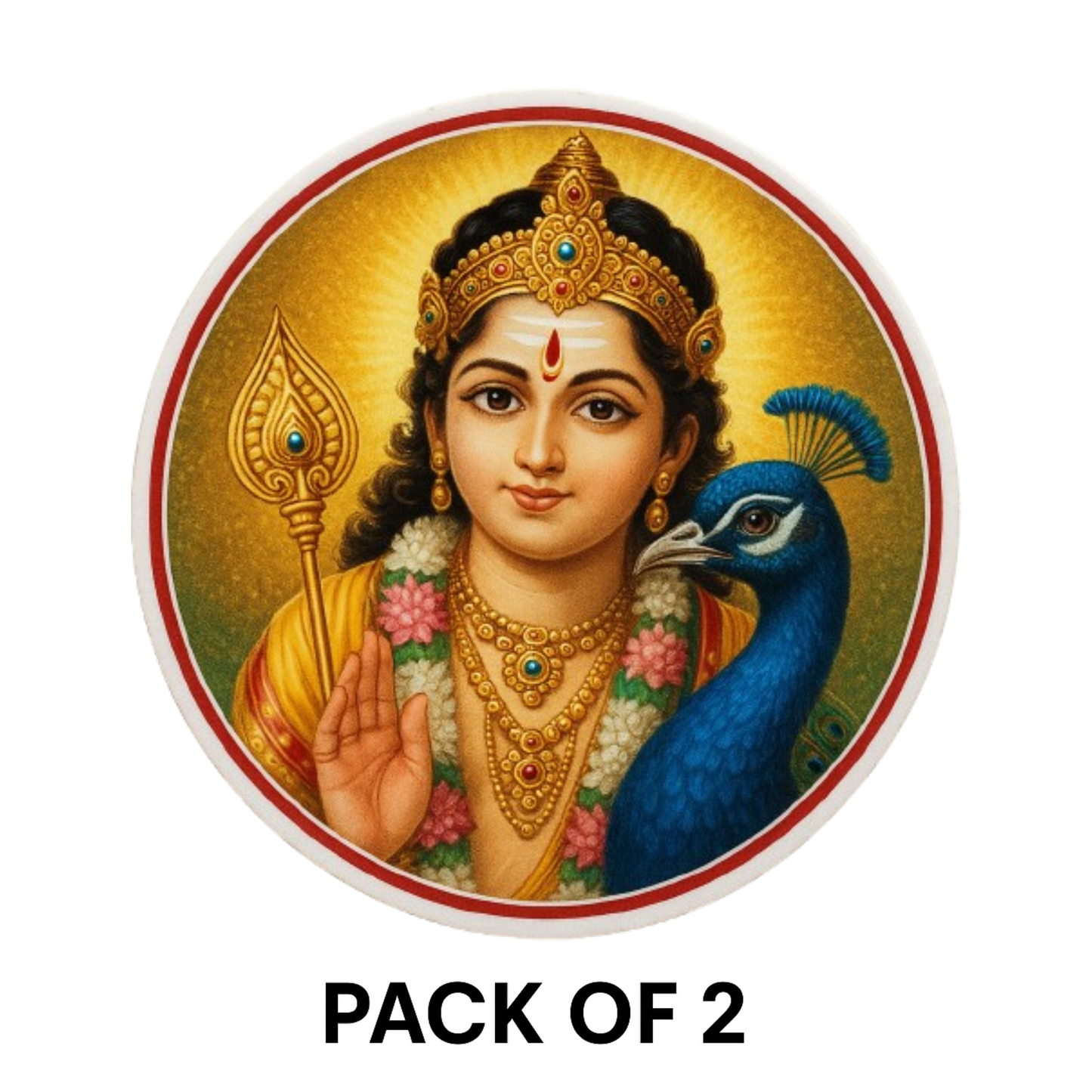 Smeeps Murugan Sticker with Peacock – 7.62 x 7.62 cm | Divine Car & Bike Vinyl Decal