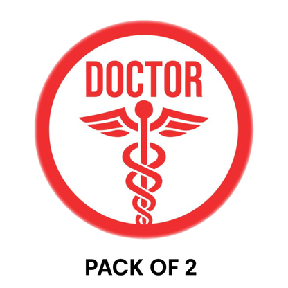 Smeeps Doctor on Duty Sticker – 9.5 x 9.5 cm Round Red Medical Symbol Decal | Waterproof Vinyl Car Sign for Emergency Vehicles