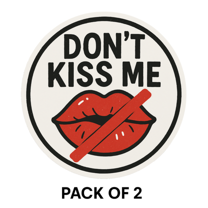 Smeeps Don’t Kiss Me Sticker – 7.62 x 7.62 cm | Bold Round Vinyl Car Decal with Lips Icon