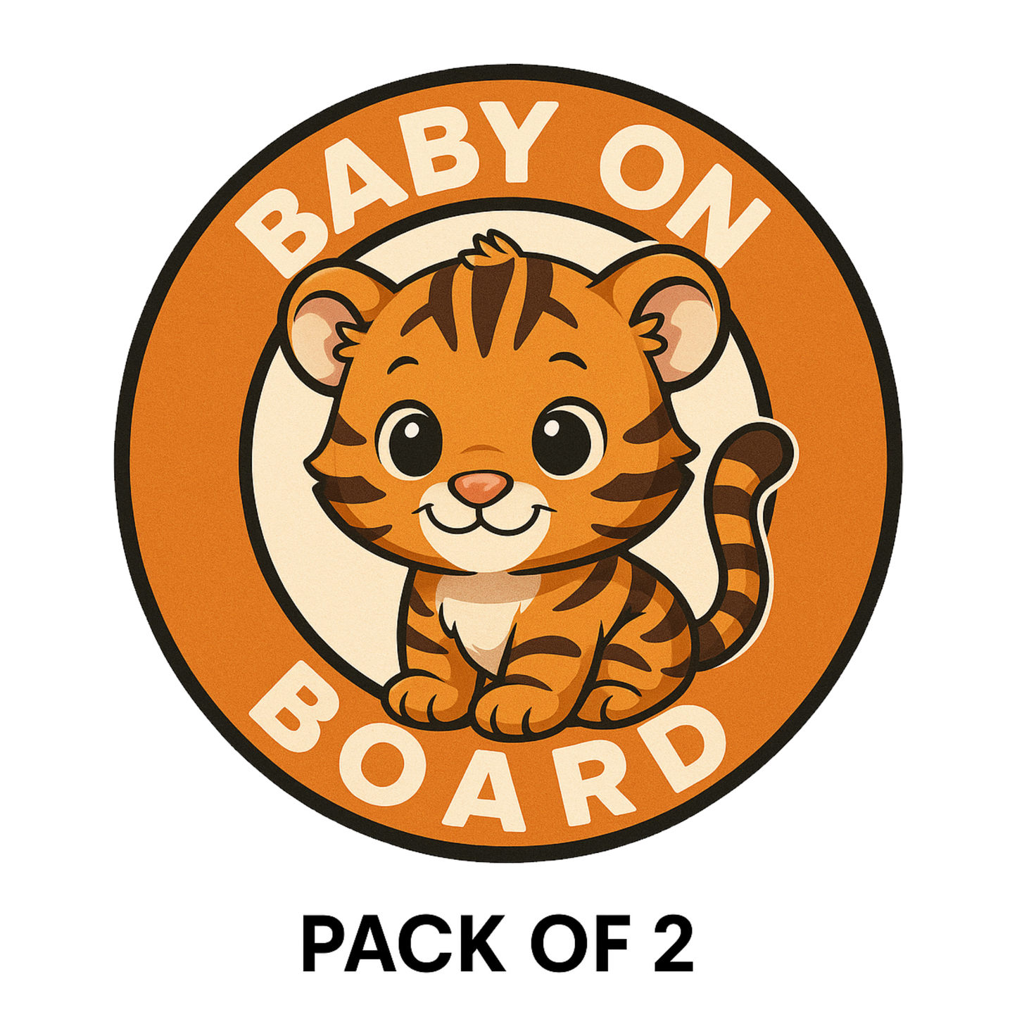 Smeeps “Baby On Board” Car Sticker – Cute Tiger Design – 13.97 x 13.97 cm | Animal Car Safety Sign for Kids