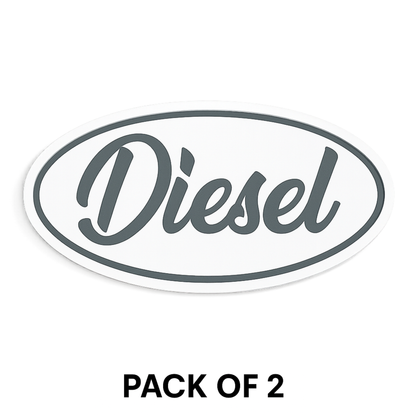 Smeeps Diesel Oval Sticker – 8.2 x 7.62 cm Elegant Script Fuel Type Car & Bike Vinyl Decal | Waterproof | Clear Diesel Identification