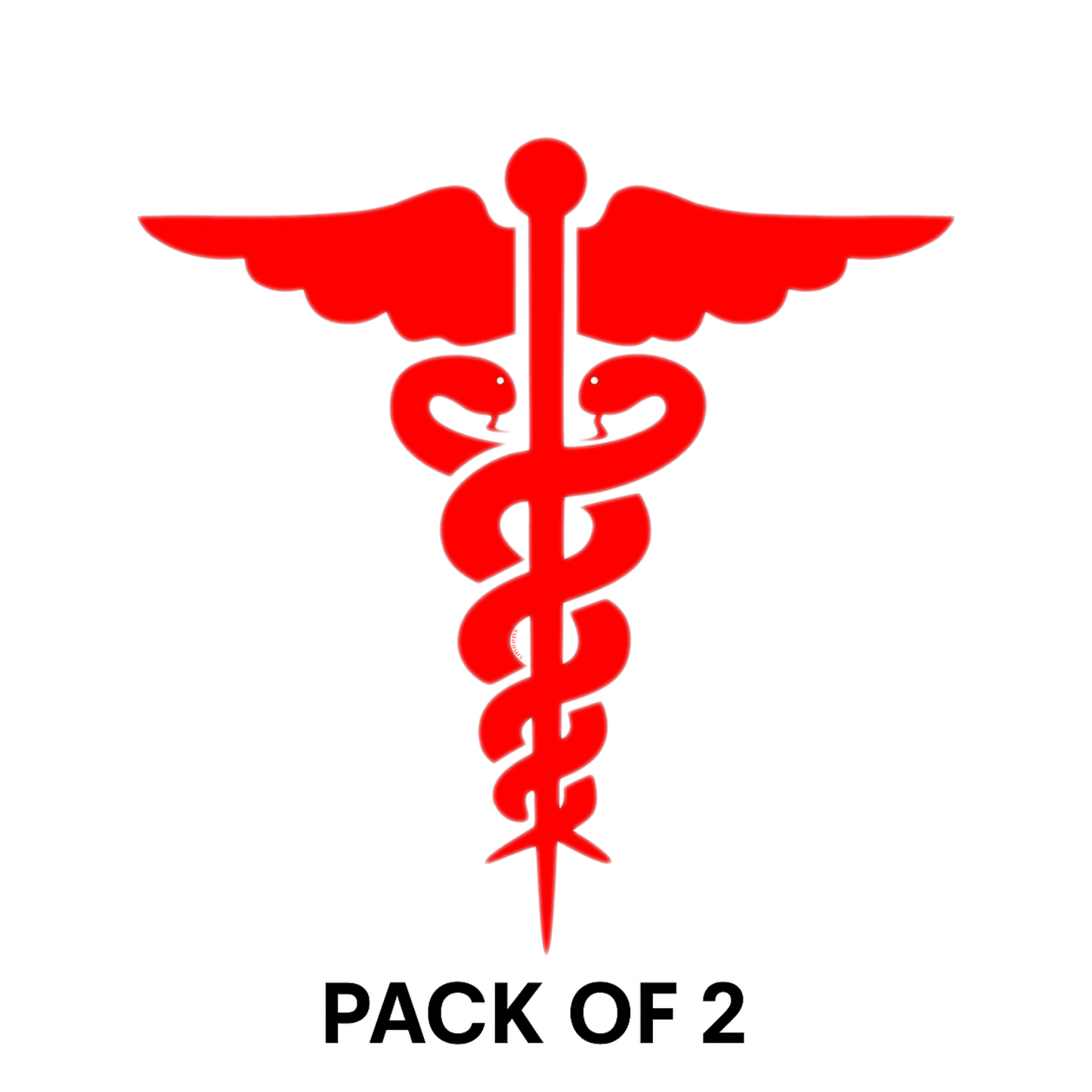 Pack of 2 | Smeeps Medical Symbol Vinyl Sticker – 11 cm Red Caduceus Decal | Doctor Nurse Ambulance Sign | Waterproof & UV-Resistant