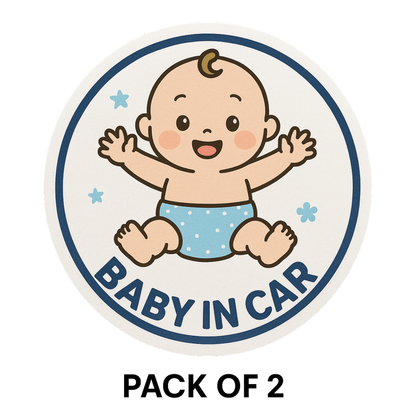 Smeeps Baby in Car Sticker – Cute Cartoon Baby Design – 13.97 x 13.97 cm | Safety Alert Sign for Vehicles