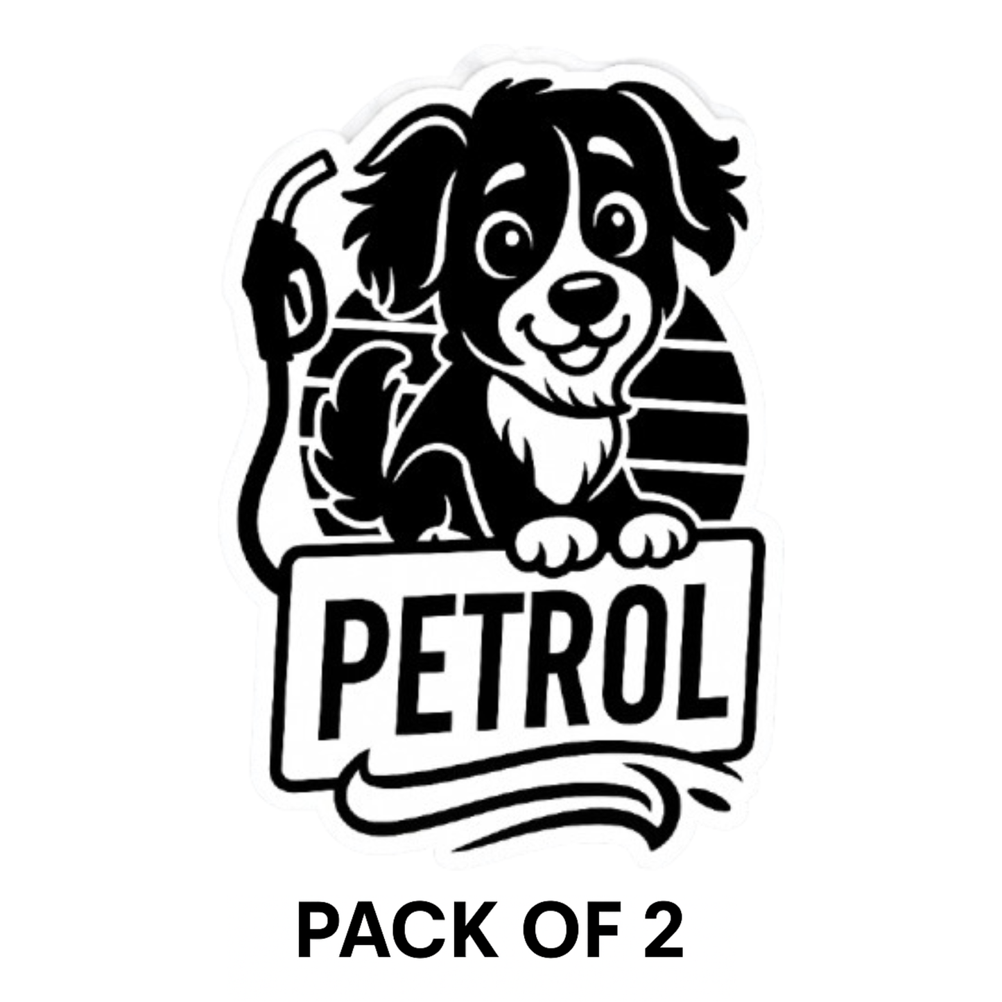 Smeeps Petrol Sticker – 9 x 7.7 cm Cute Dog Fuel Pump Theme Car & Bike Decal | Waterproof & Durable Vinyl Label