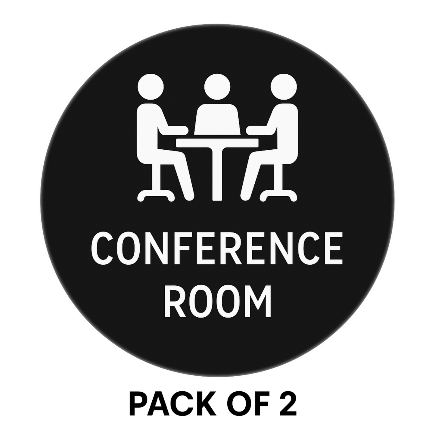 Pack of 2 | Smeeps “Conference Room” Door Sign Stickers – 15.24 cm Round Office Label | Professional Black & White Design | Waterproof & Easy to Apply
