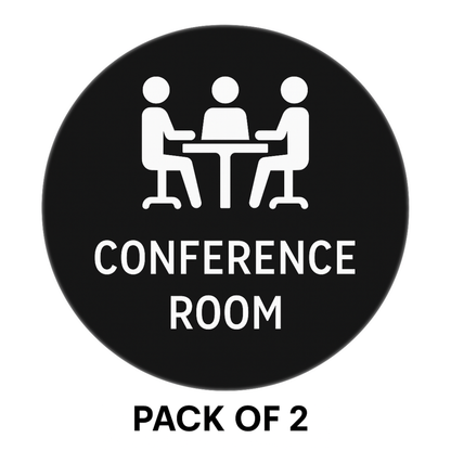 Pack of 2 | Smeeps “Conference Room” Door Sign Stickers – 15.24 cm Round Office Label | Professional Black & White Design | Waterproof & Easy to Apply