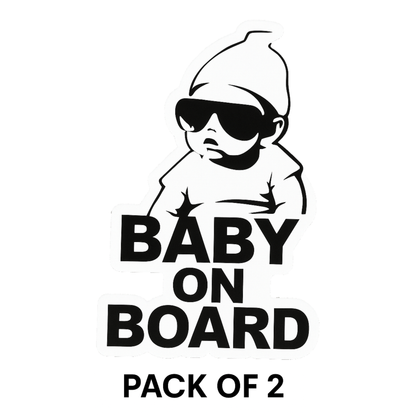 Smeeps “Baby On Board” Stylish Car Sticker – Cool Sunglass Baby Design – 13.97 x 13.97 cm | Waterproof Vinyl for Safety Awareness