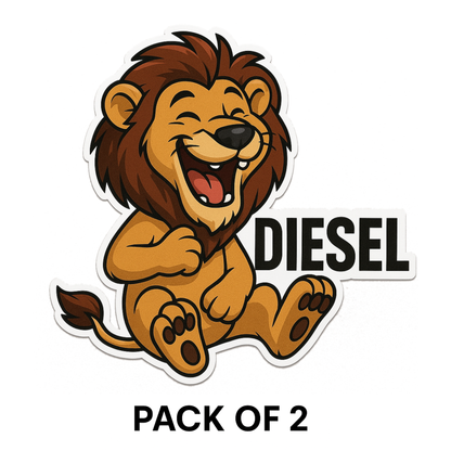 Smeeps Diesel Only Fuel Sticker – Laughing Lion Design – 10.16 x 12.7 cm | Waterproof Vinyl Decal for Cars, Bikes & Diesel Tank Caps