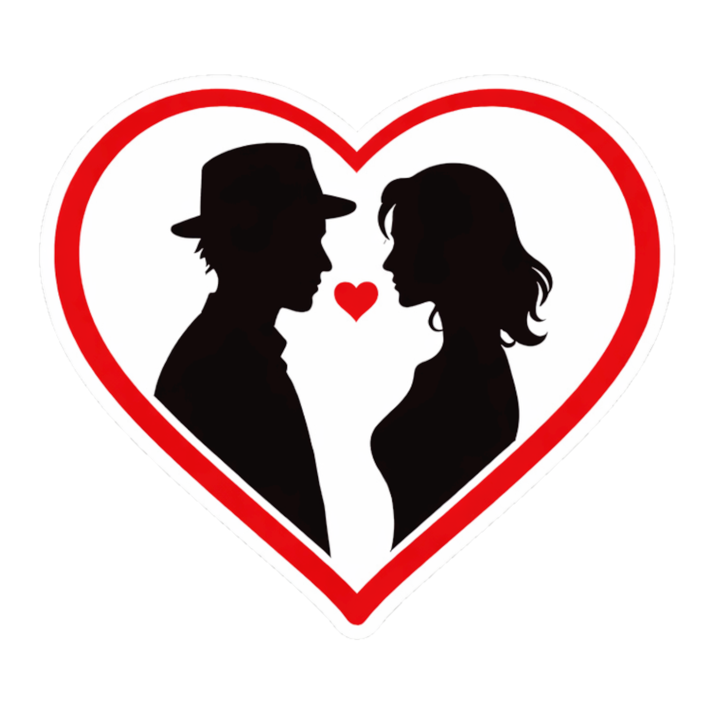 Smeeps Romantic Couple Heart Shape Sticker – 10.16 × 8.89 cm (4 × 3.5 Inch) Premium Vinyl Decal | Love Couple Silhouette Design | Waterproof UV Resistant Wash Proof | Pack of 1