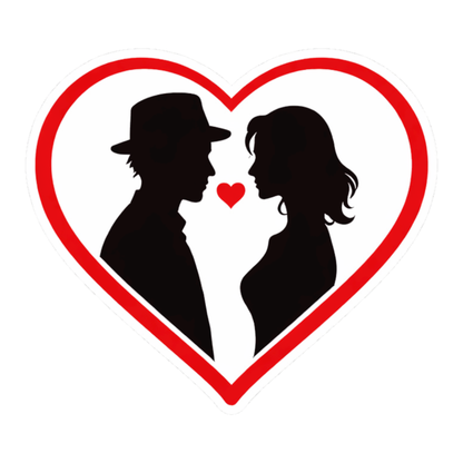 Smeeps Romantic Couple Heart Shape Sticker – 10.16 × 8.89 cm (4 × 3.5 Inch) Premium Vinyl Decal | Love Couple Silhouette Design | Waterproof UV Resistant Wash Proof | Pack of 1