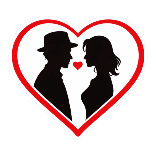 Smeeps Romantic Couple Heart Shape Sticker – 10.16 × 8.89 cm (4 × 3.5 Inch) Premium Vinyl Decal | Love Couple Silhouette Design | Waterproof UV Resistant Wash Proof | Pack of 1