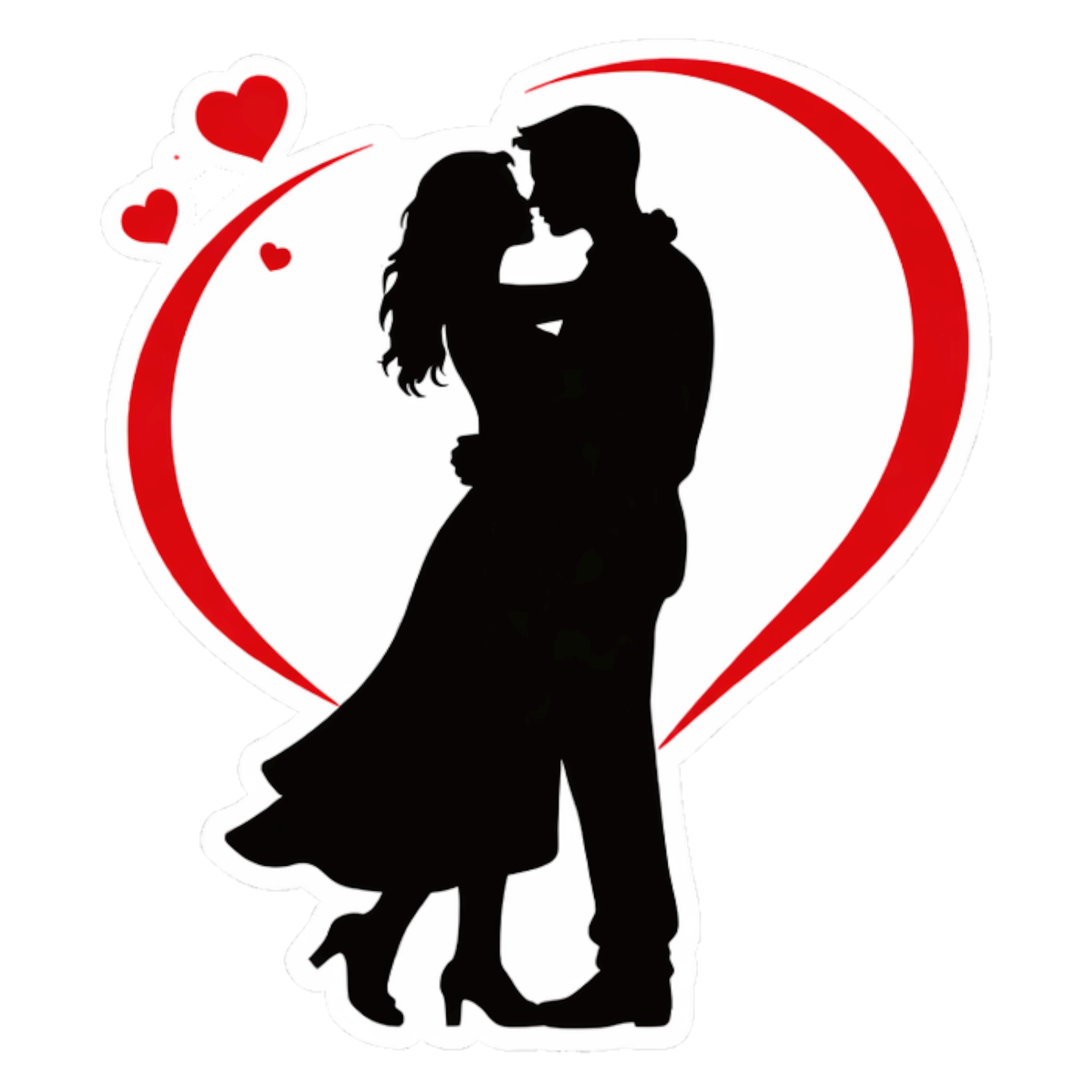 Smeeps Romantic Couple Hug Silhouette Sticker – 10.16 × 8.89 cm (4 × 3.5 Inch) Premium Vinyl Decal | Love Heart Embrace Design | Waterproof UV Resistant Wash Proof