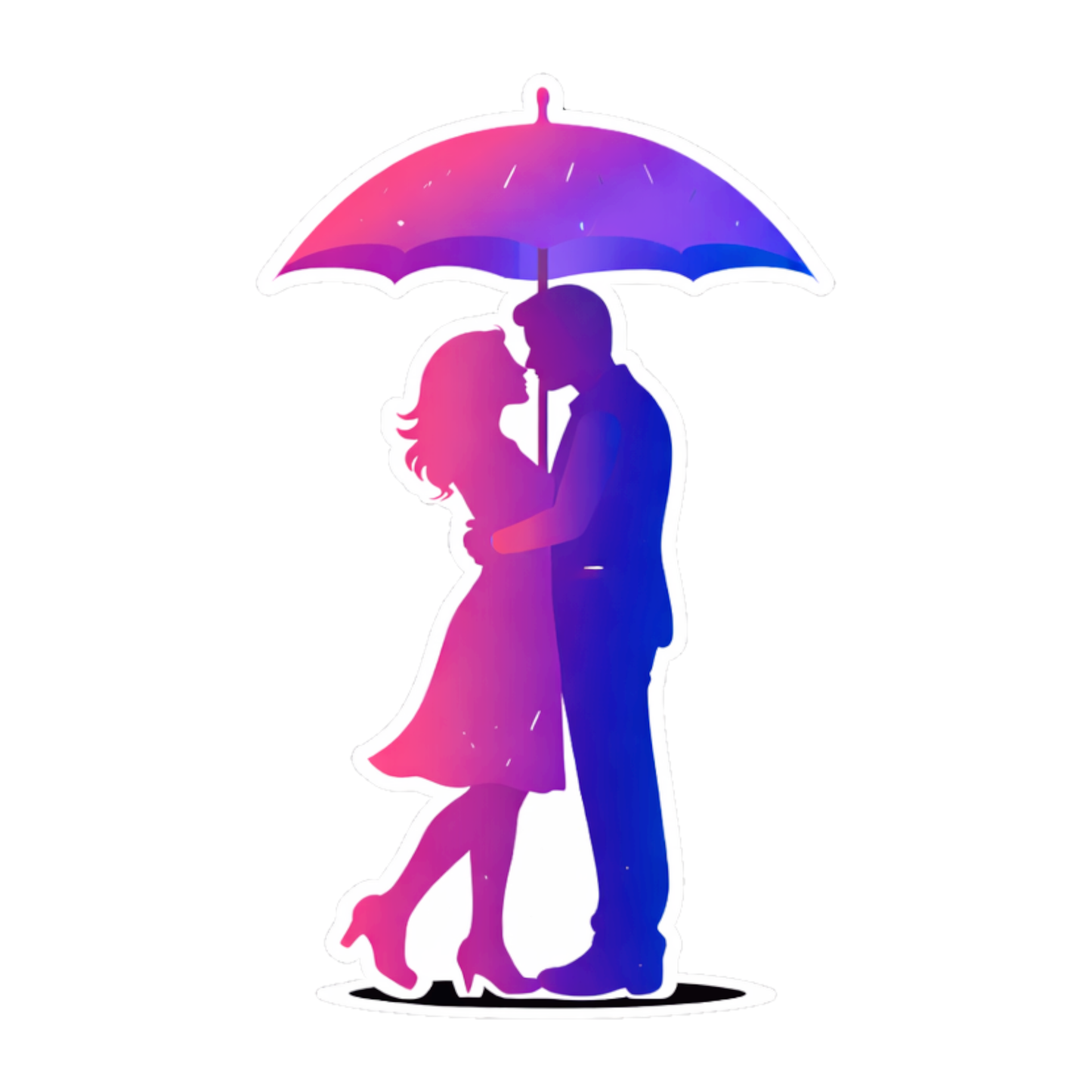 Smeeps Romantic Couple Under Umbrella Sticker – 10.16 × 6.10 cm (4 × 2.4 Inch) Premium Vinyl Decal | Love in Rain Design | Waterproof UV Resistant Wash Proof | Pack of 1